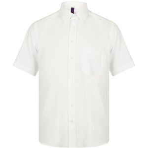 Henbury Mens Wicking Anti-bacterial Short Sleeve Work Shirt / White